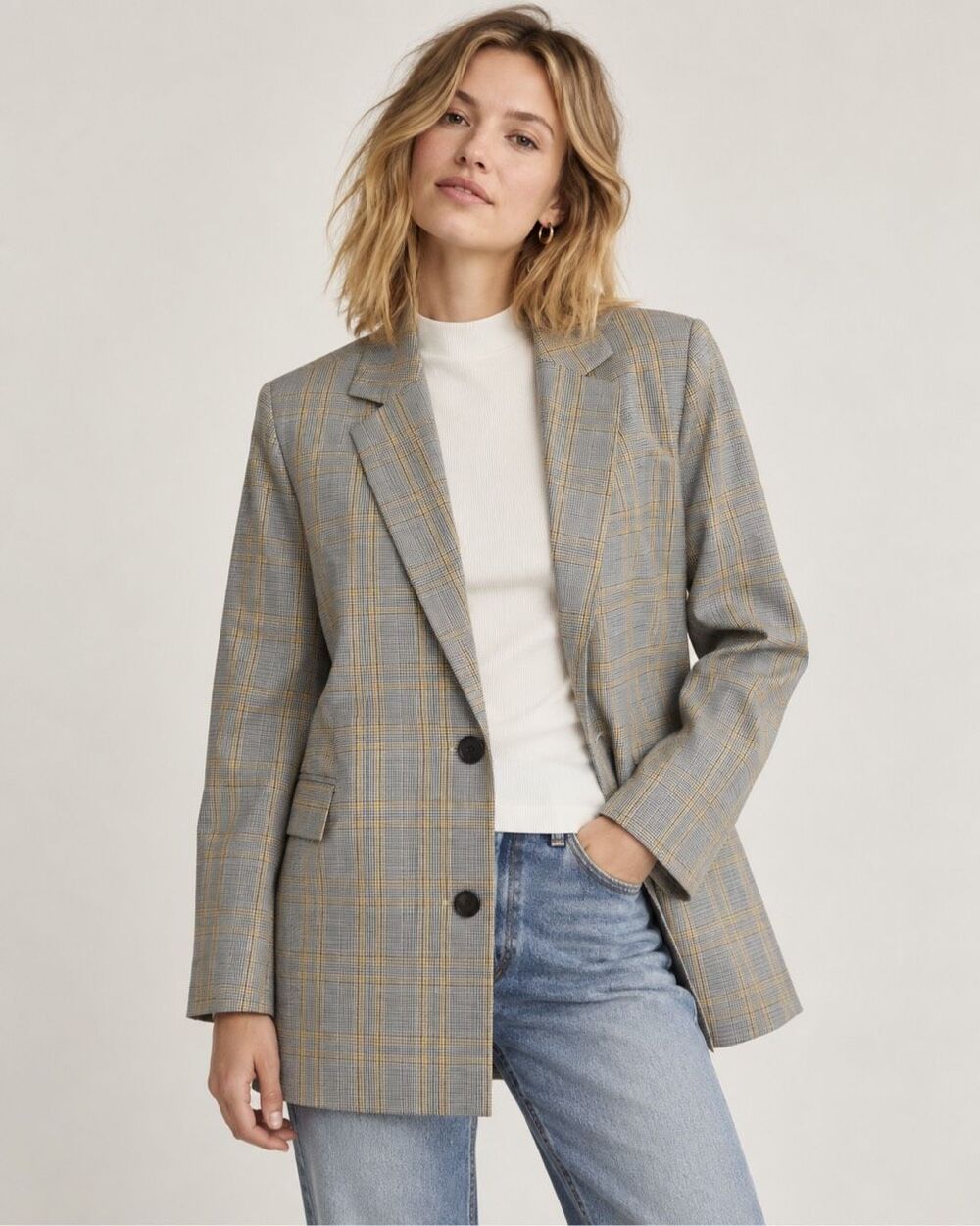Anthropologie Sparkz Copenhagen Aida Plaid Oversized Blazer Jacket M NWT